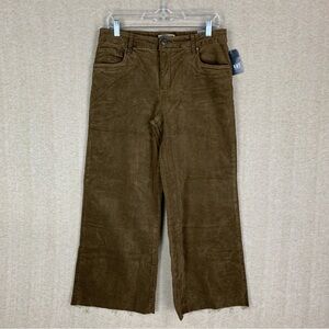 🚨 SOLD 🚨 Kut From The Kloth Meg Wide Leg Size 8 Brown Corduroy Raw Hem Fab Ab